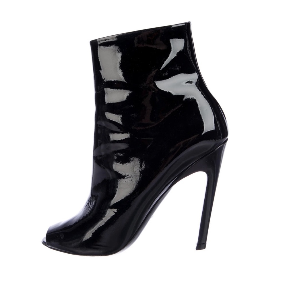 BALENCIAGA Patent Leather Boots Size: 7.5 | IT 37.5 black peep toe. Great condit